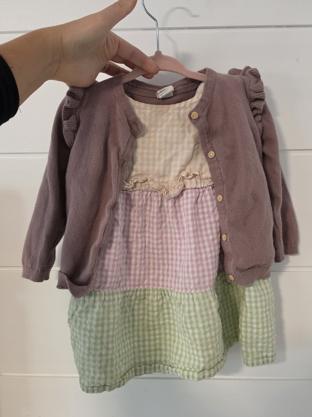 H&M Girls Mauve Ruffle Cardigan
